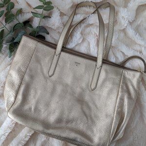 Fossil Metallic Gold Leather Tote Bag